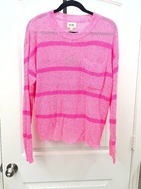 NEW BiBi Relaxed Pink Long Sleeve Crewneck Sweater Size Large